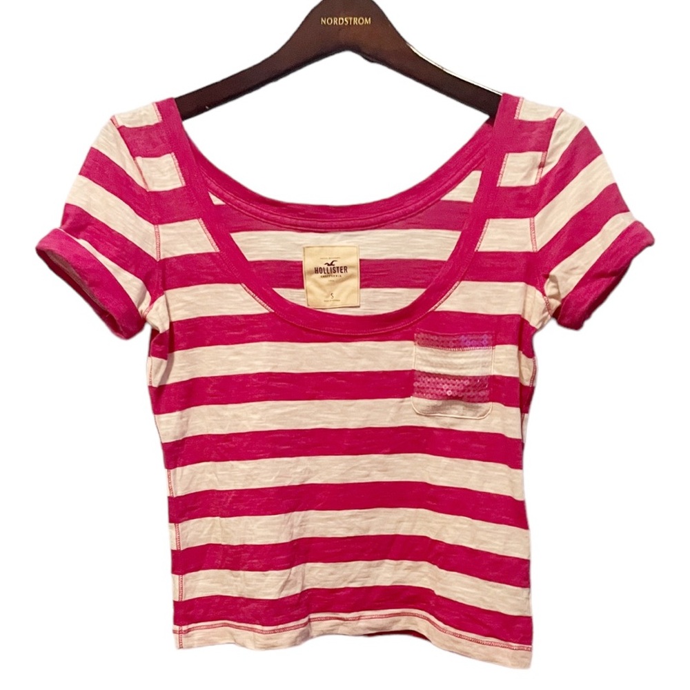 Hollister Stripped Crop Top Size Small